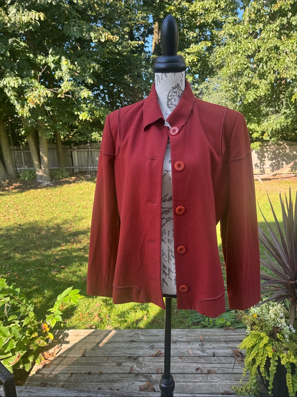 Striking Rust Red Vintage Button-Front Jacket